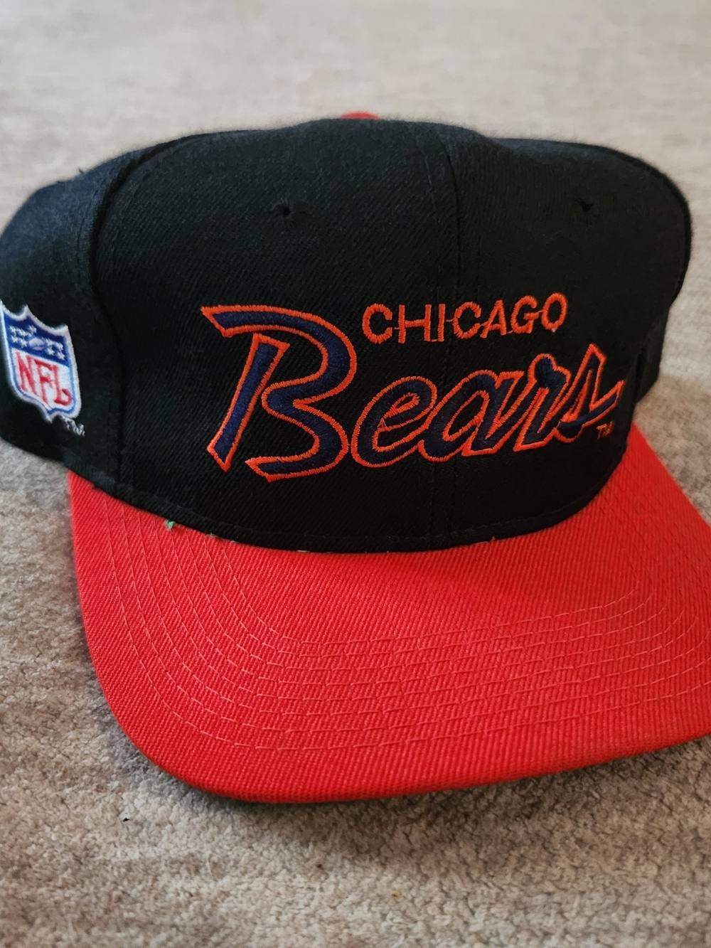 Vintage 90s Chicago Bears Sports Specialties Script Snapback Hat Green Bottom